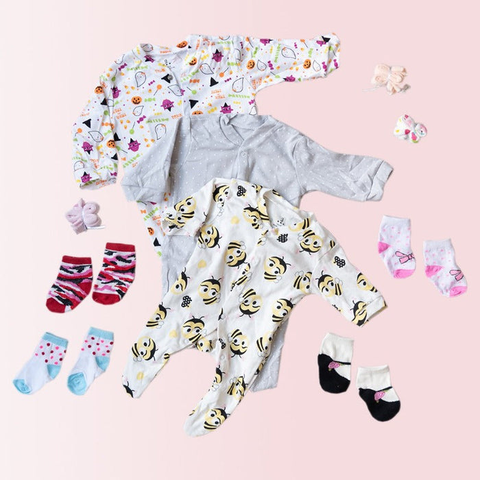 Baby Honey Bee Print Romper Set - (Pack of 10) Baby Gift Set June Trading   