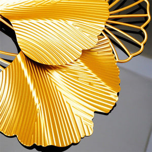 Golden Gingko Leaves Modern Wall Clock Wall Clocks June Trading   