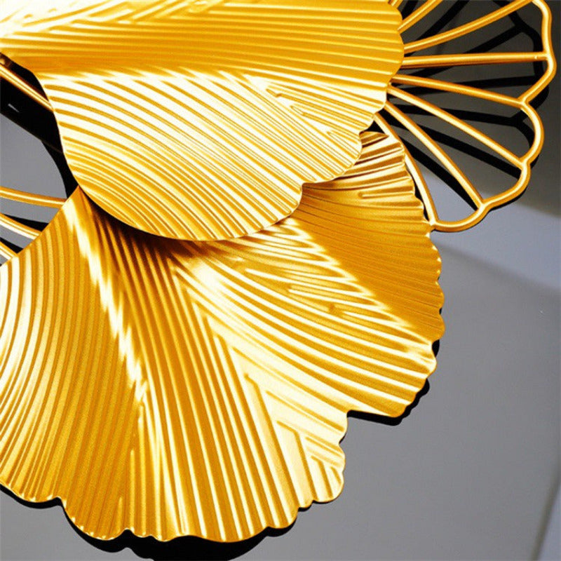 Golden Gingko Leaves Modern Wall Clock Wall Clocks June Trading   