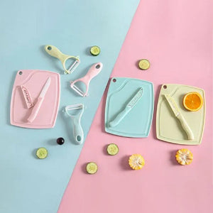 Pastel Fruit Knife, Peeler & Cutting Board Set Utility June Trading   