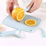 Pastel Fruit Knife, Peeler & Cutting Board Set Utility June Trading Cloud Blue  