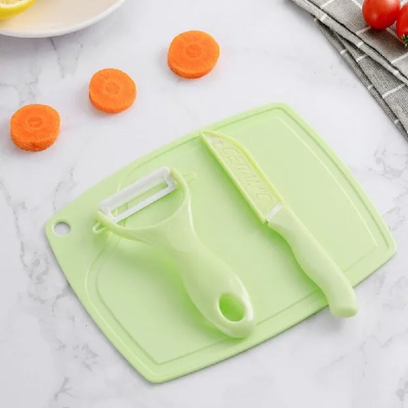 Pastel Fruit Knife, Peeler & Cutting Board Set Utility June Trading Mint Green  