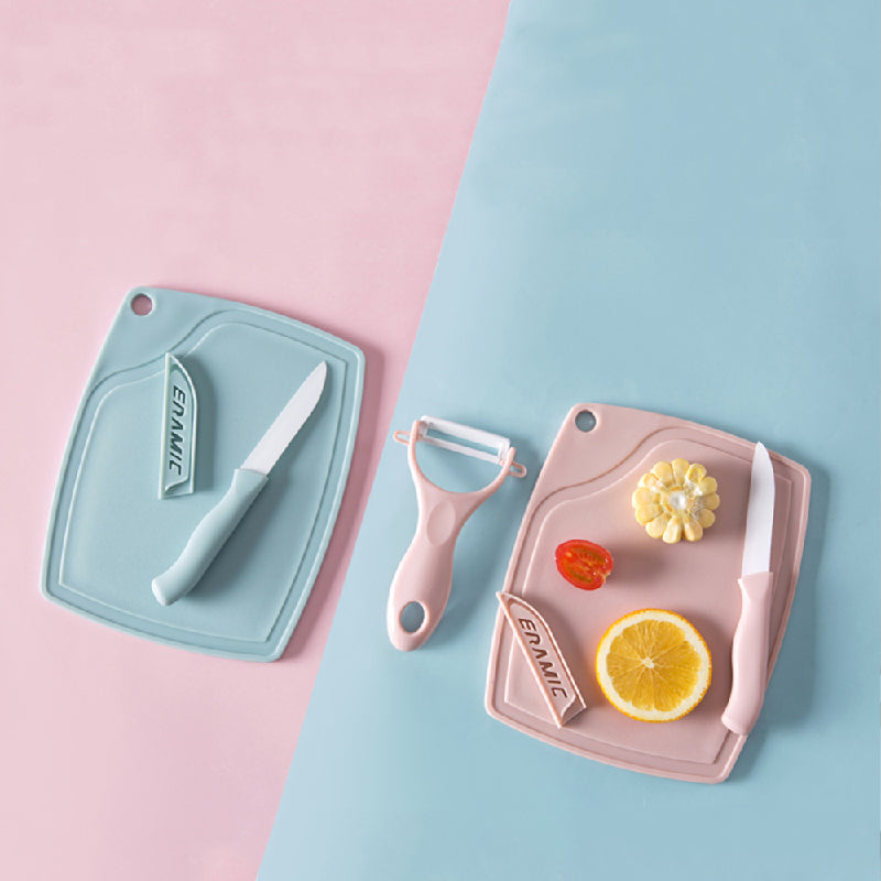 Pastel Fruit Knife, Peeler & Cutting Board Set Utility June Trading   