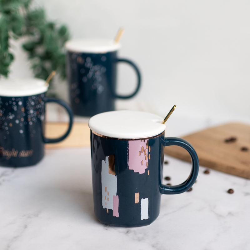Starry Ceramic Mug With Lid Coffee Mugs June Trading   