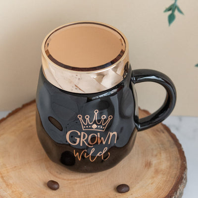 Trendy Ceramic Mug With Screw-On Lid Coffee Mugs June Trading Jade Black  