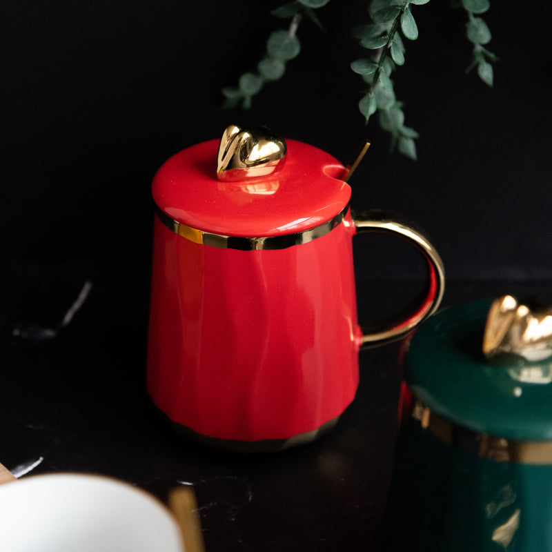 Hot Chocolate Ceramic Mug With Gold Handle Coffee Mugs June Trading   