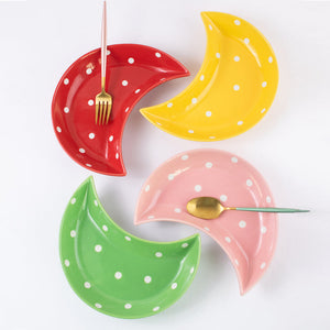 Crescent Polka Dot Serving Plate Serving Plates June Trading   