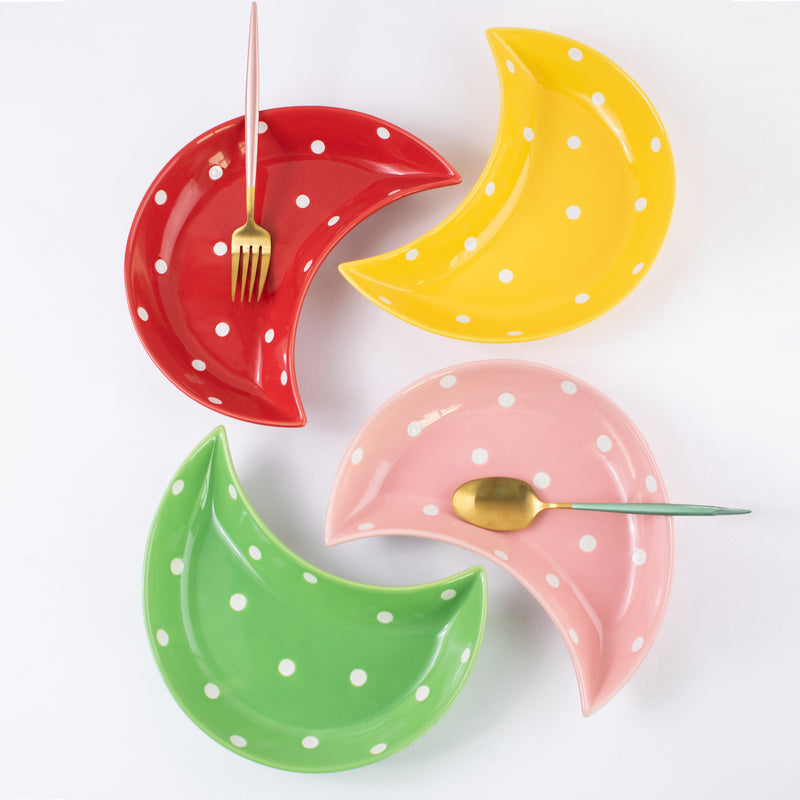 Crescent Polka Dot Serving Plate Serving Plates June Trading   