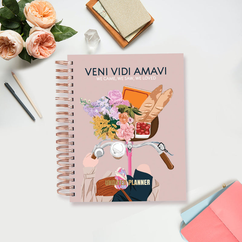 Undated Yearly Planner - Veni Vidi Amavi (2023 Collection) + Ultimate Sticker Book Undated Planners June Trading   