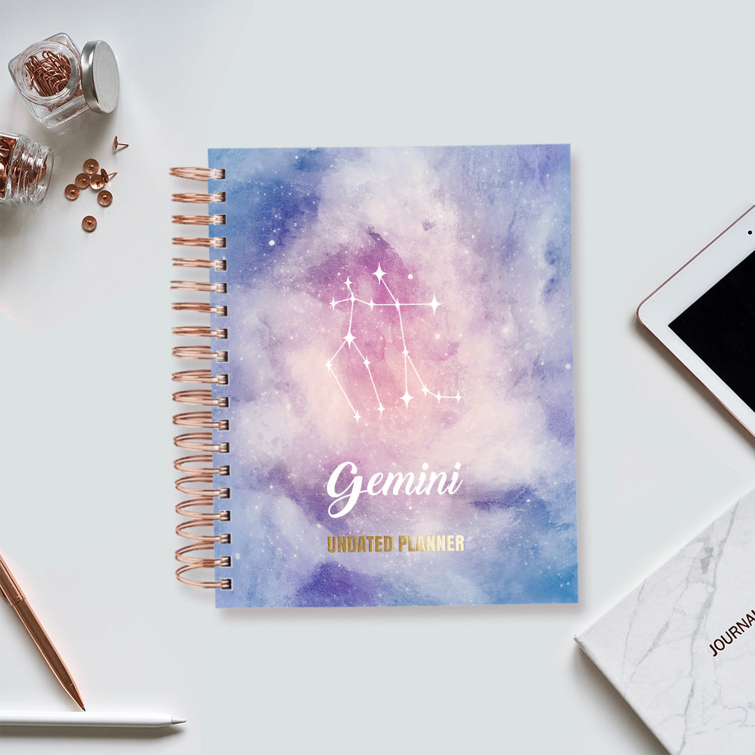 Undated Yearly Planner - Gemini (2023 Collection) + Ultimate Sticker Book Undated Planners June Trading   