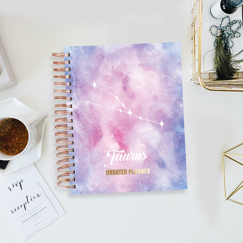 Undated Yearly Planner - Taurus (2023 Collection) + Ultimate Sticker Book Undated Planners June Trading   
