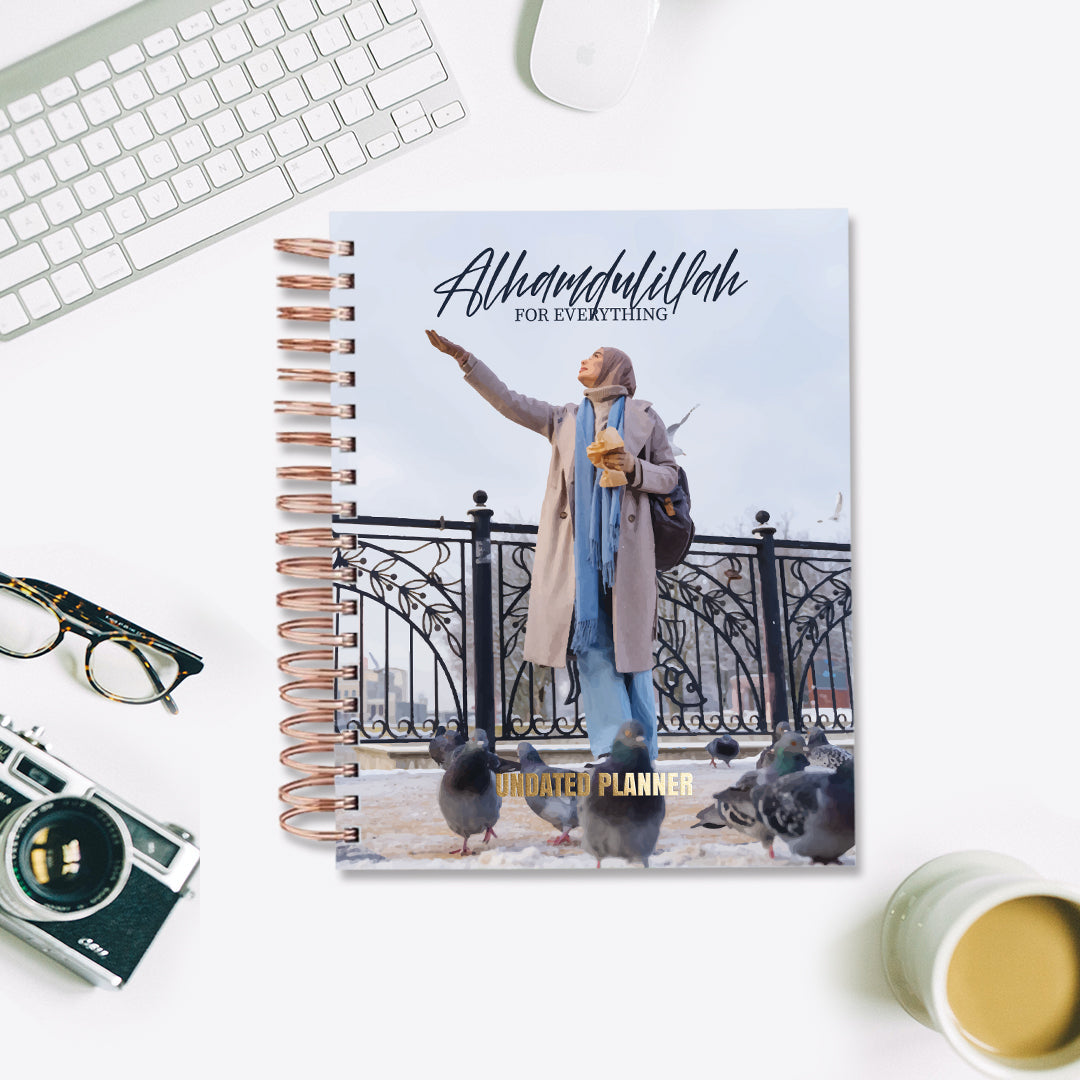 Undated Yearly Planner - Alhamdulillah (2023 Collection) + Ultimate Sticker Book Undated Planners June Trading   