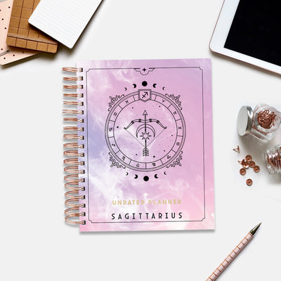 Undated Yearly Planner (2024 Collection) Sagittarius + Ultimate Sticker Book