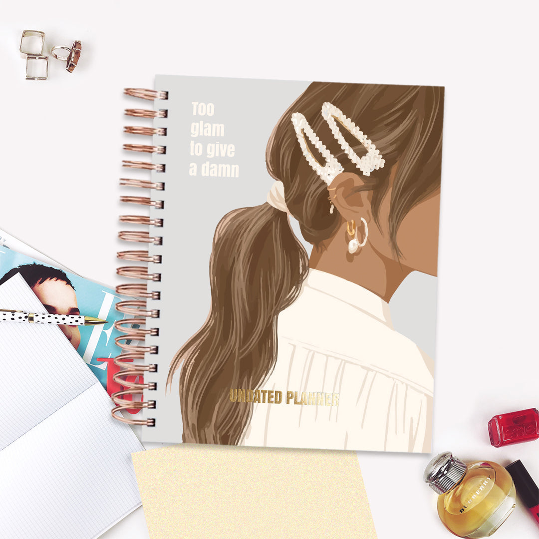 Undated Yearly Planner - Too Glam To Give A Damn (2023 Collection) + Ultimate Sticker Book Undated Planners June Trading   