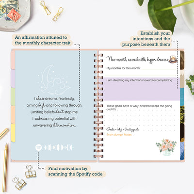 Undated Yearly Planner (2024 Collection) Aquarius + Ultimate Sticker Book