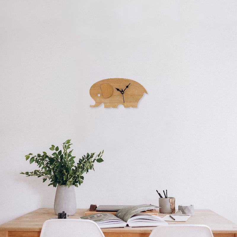 Wooden Elephant Clock