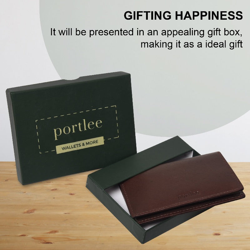 Leather Bifold Card Holder - Dark Brown Wallet Portlee   