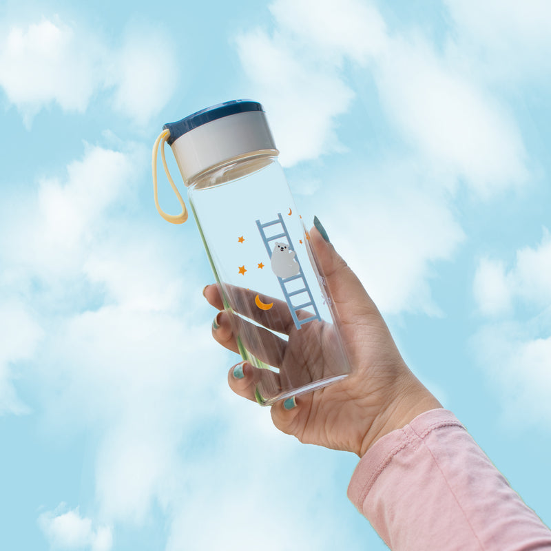 Bear Imprint Transparent Glass Water Bottle Bottles June Trading   