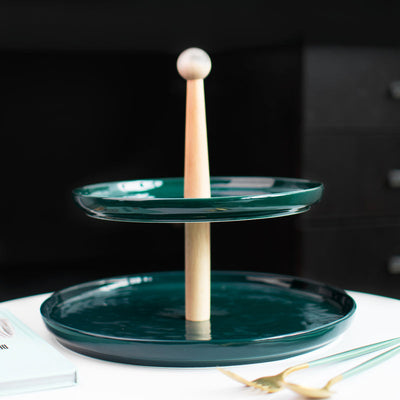 Emerald Decorative Two-Tier Snack Platter Cake Stands June Trading   