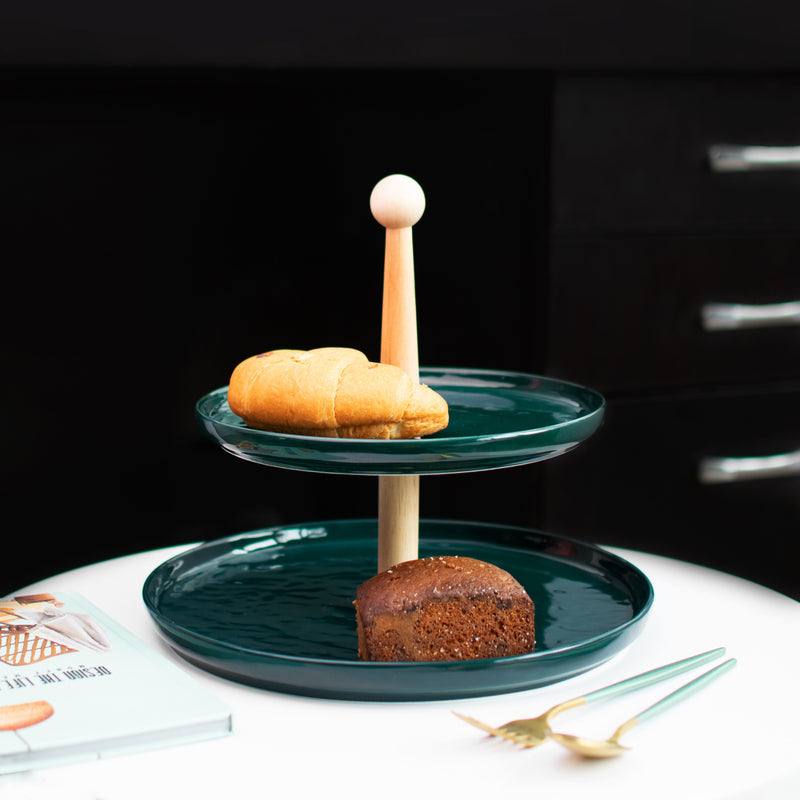 Emerald Decorative Two-Tier Snack Platter Cake Stands June Trading   