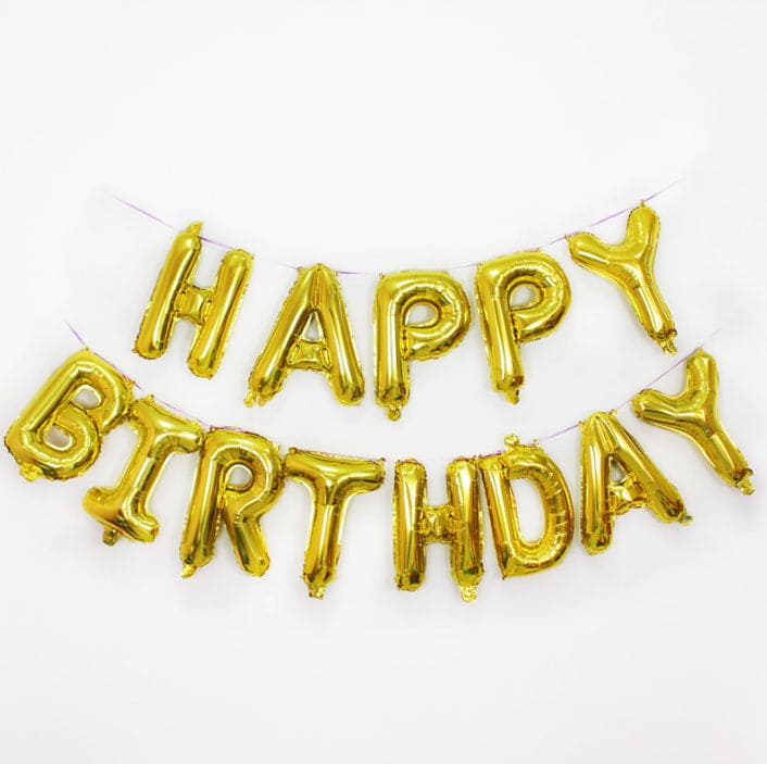 Happy Birthday Foil Balloon (Set) - Gold