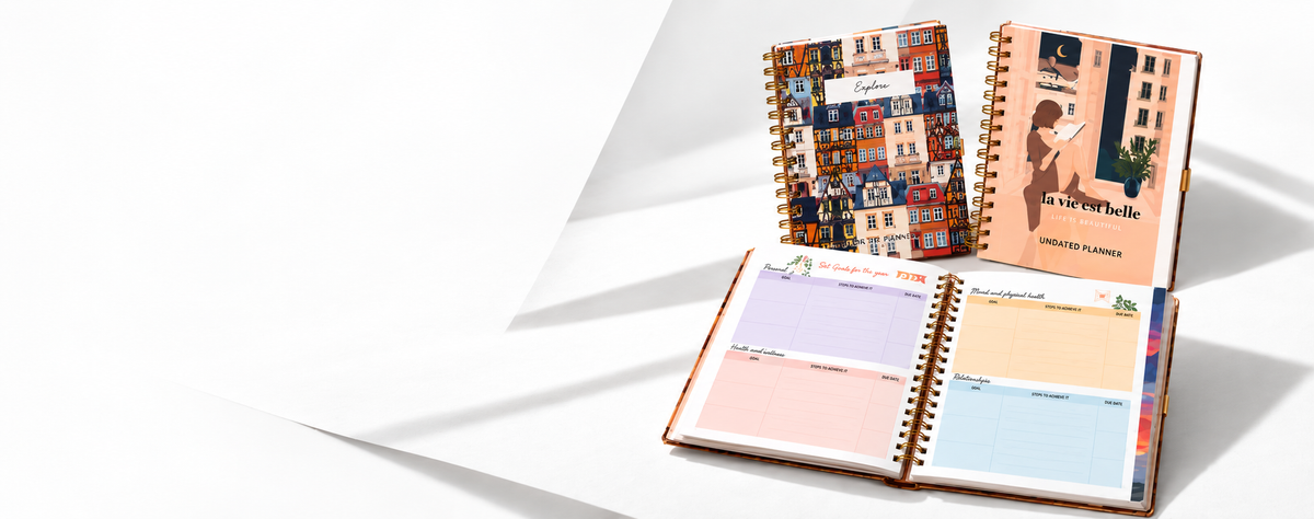 Undated planners and an open planner spread