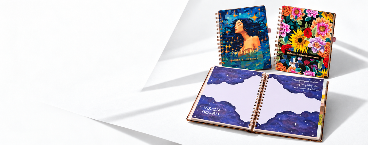 Soul on Fleek and floral Limited Edition planners with an open vision board spread