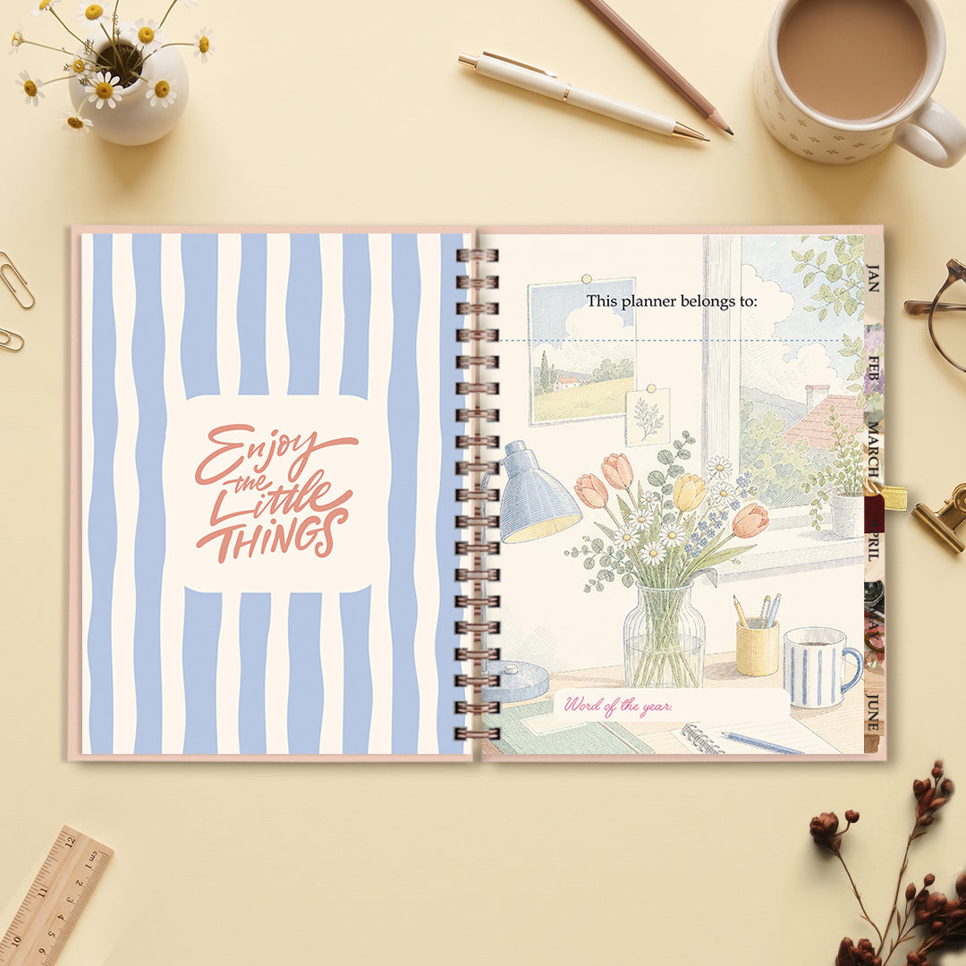 Inside the 2027 dated planner: opening pages and monthly tabs