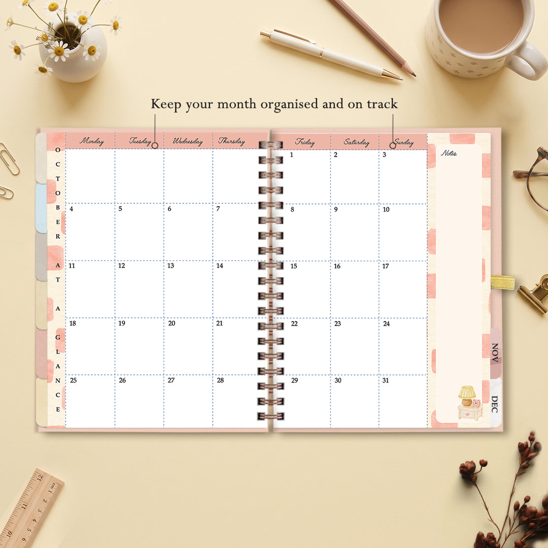 Inside the 2027 dated planner: monthly calendar spread