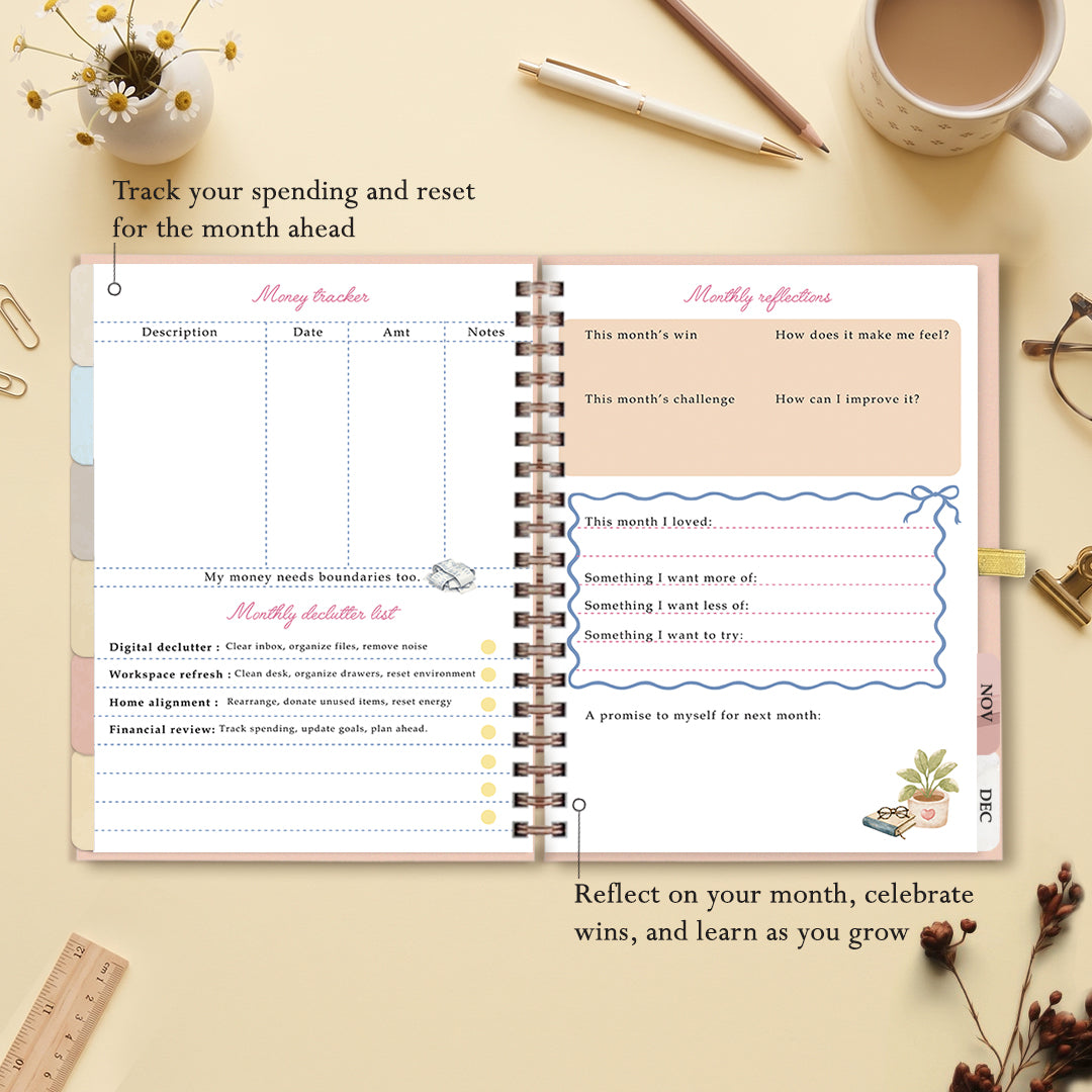 Inside the 2027 dated planner: expense and reflection pages