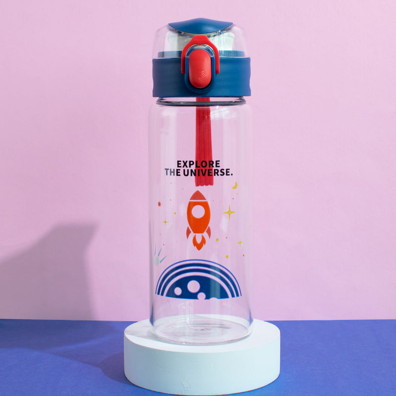 Into the Universe One-Click Lock Transparent Glass Water Bottle Bottles June Trading Spruce Blue  