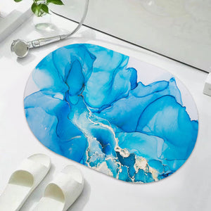Blue Silver Dust Marble Super Absorbent Anti Skid Bathroom Floor Mat Bathroom Mats June Trading   