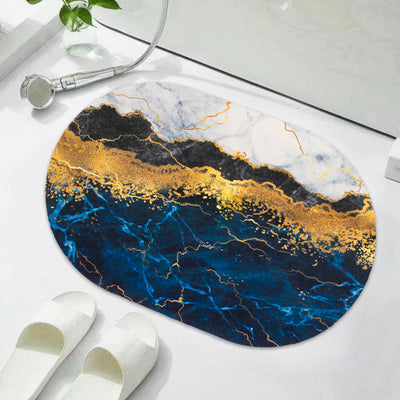 Gold Accent Azure Marble Super Absorbent Anti Skid Bathroom Floor Mat Bathroom Mats June Trading   
