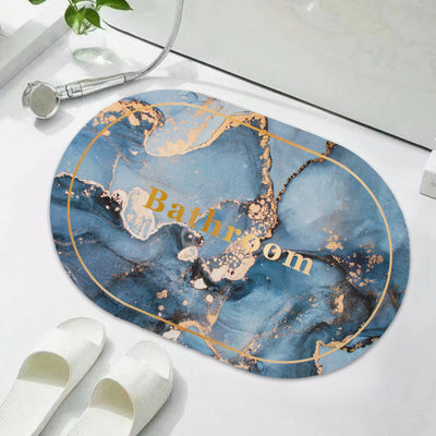 Arctic Blue & Gold Marble Super Absorbent Anti Skid Bathroom Floor Mat Bathroom Mats June Trading   