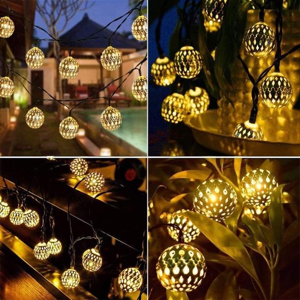 Moroccan Style Metal Ball String Light String Lights Coral Tree   