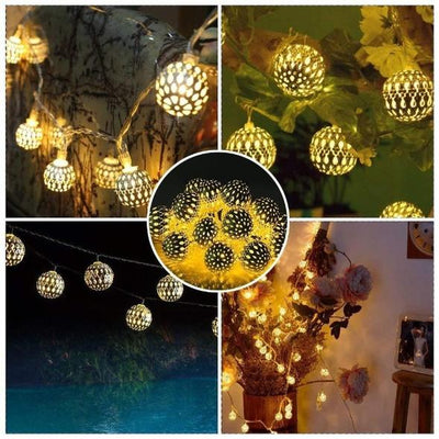 Moroccan Style Metal Ball String Light String Lights Coral Tree   