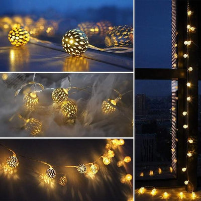 Moroccan Style Metal Ball String Light String Lights Coral Tree   