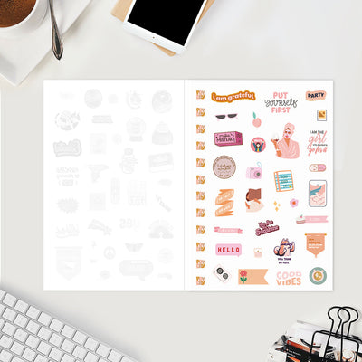 Undated Yearly Planner (2025 Collection) Out Do Me + Ultimate Sticker Book