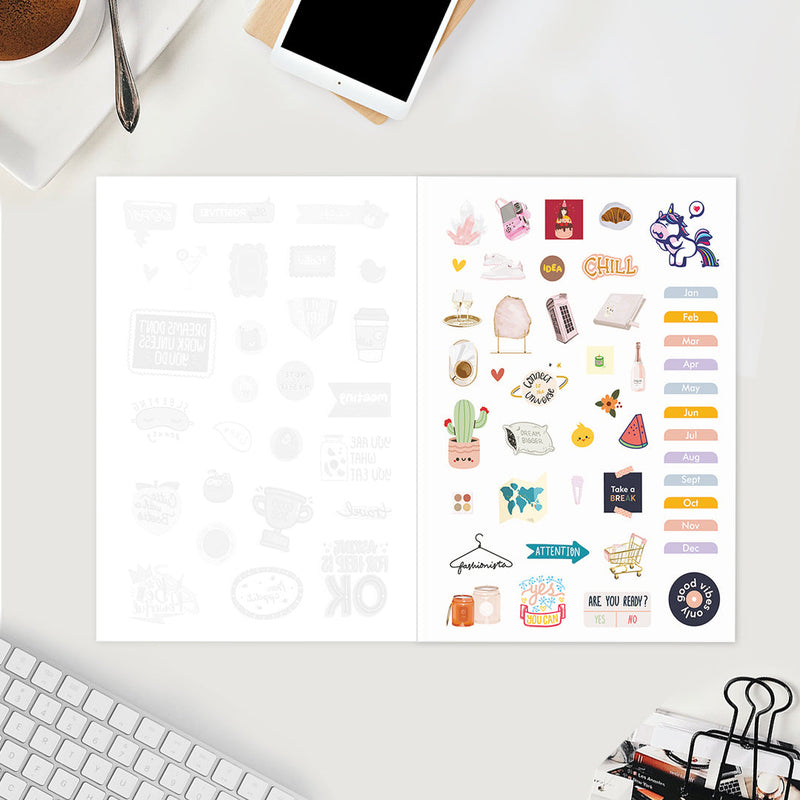 Undated Yearly Planner (2025 Collection) Out Do Me + Ultimate Sticker Book