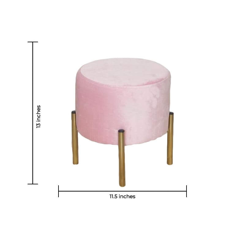 Elegant Suede Pouf With Gold Metal Stand Ottoman June Trading   