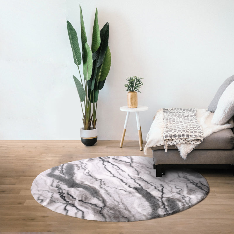 Abstract Slate Grey Soft Faux Fur Rug Rugs The June Shop   