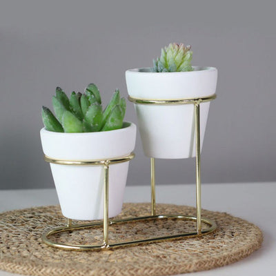 Mini Pot Shaped Vase With Gold Metal Stand Vases June Trading   