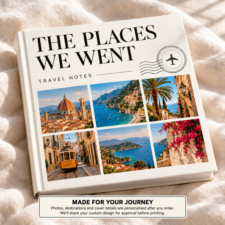 The Places We Went Travel Book — personalised travel photo book cover