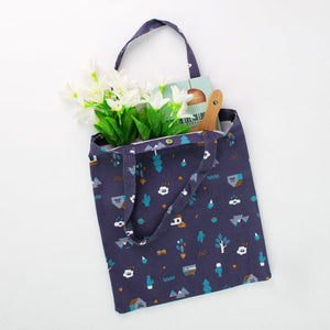 Chic Doodle Blue Tote Bag Tote Bag ERL   