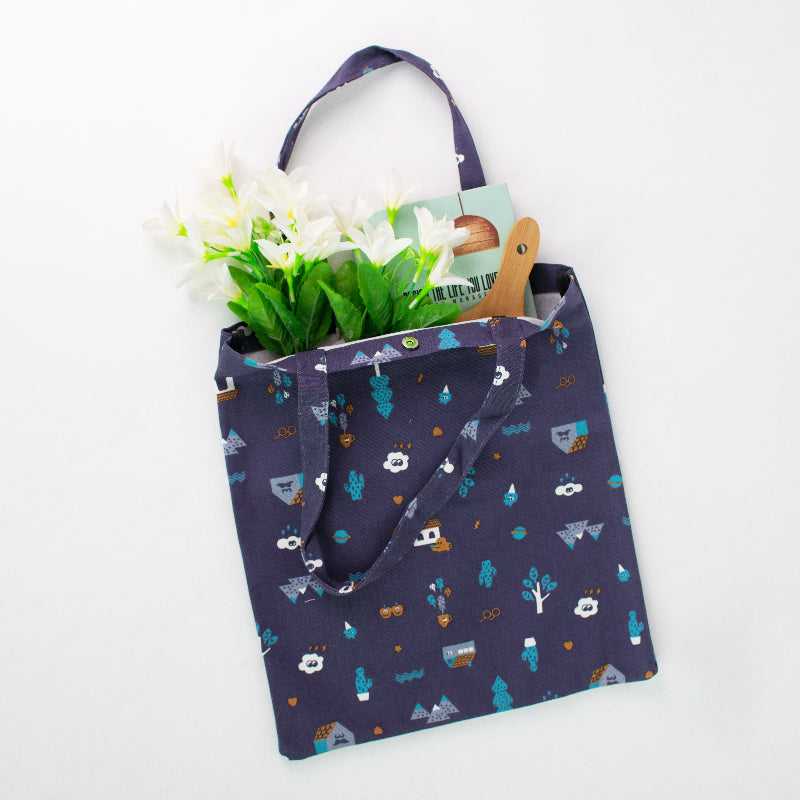 Chic Doodle Blue Tote Bag Tote Bag ERL   
