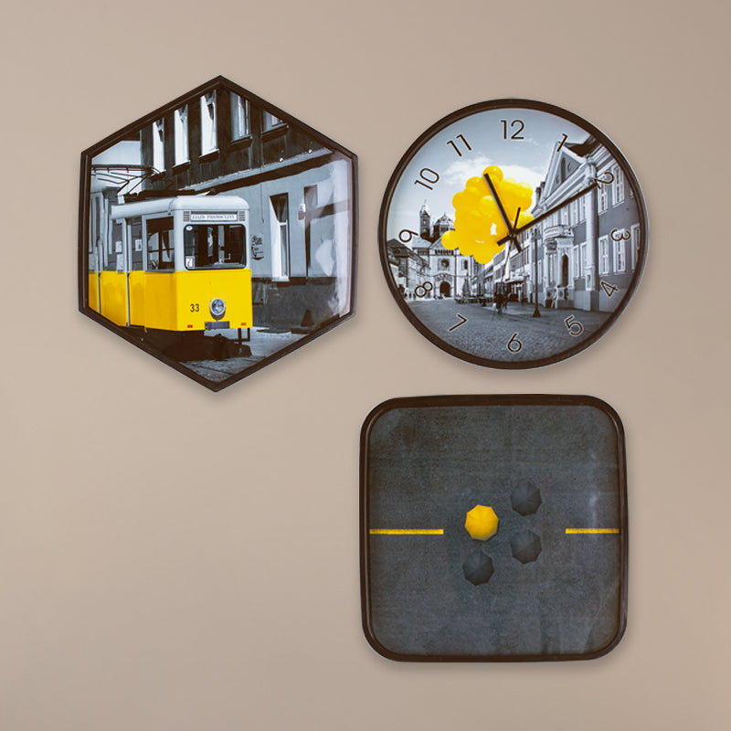 Modern Abstract Art Wall Clock & Frame Set Wall Clocks June Trading   